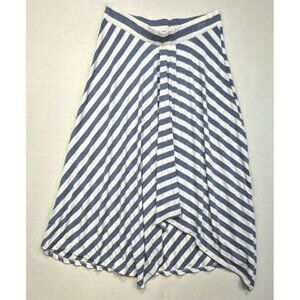 CJ Banks Womens Pull On Knit A-Line Maxi Skirt Size X 14W Blue White Striped
